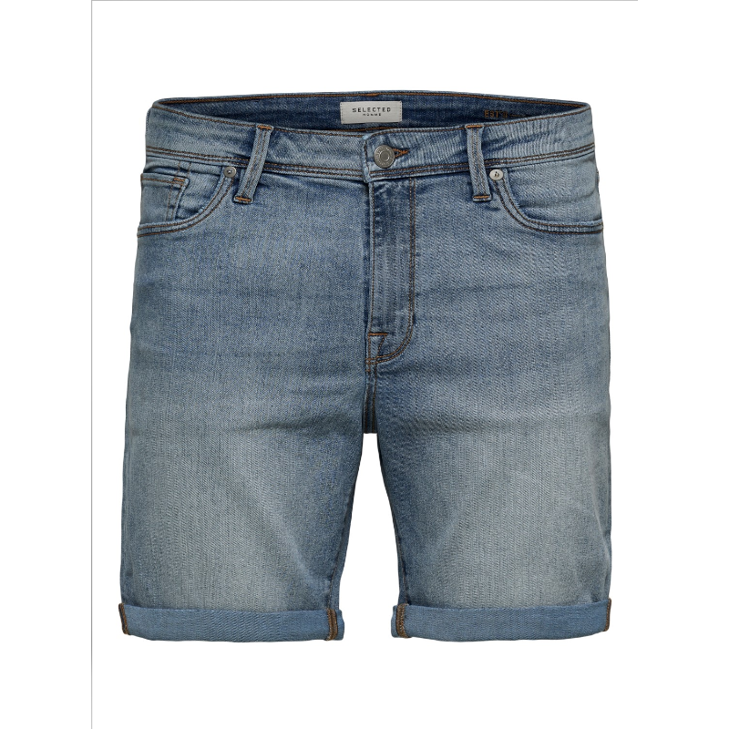 selected halex denim shorts light blue